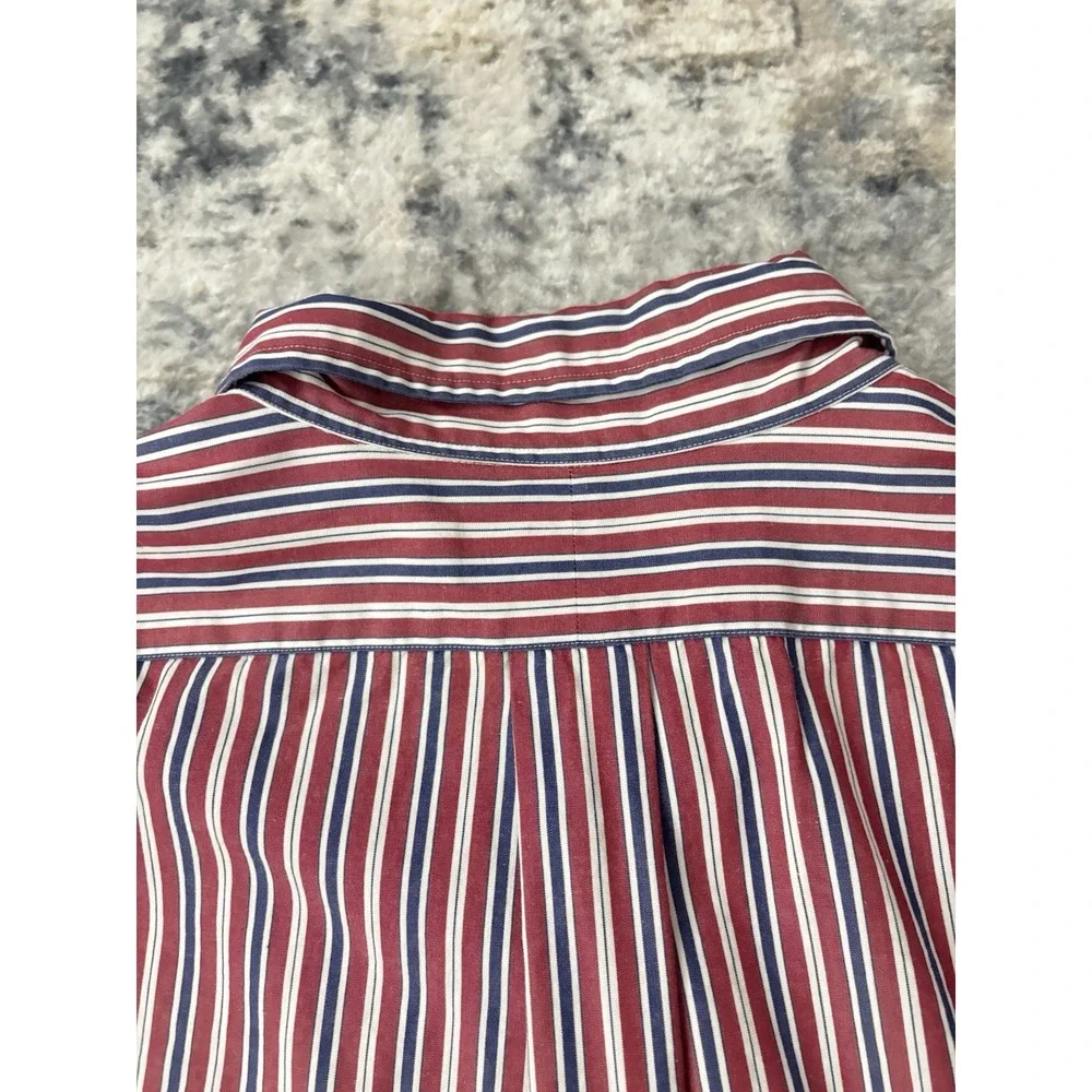 Polo Ralph Lauren Mens L 16.5 34/35 Yarmouth Red Blue Striped‎ Long Sleeve Shirt
